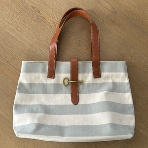 Fossil Striped Canvas Tote
